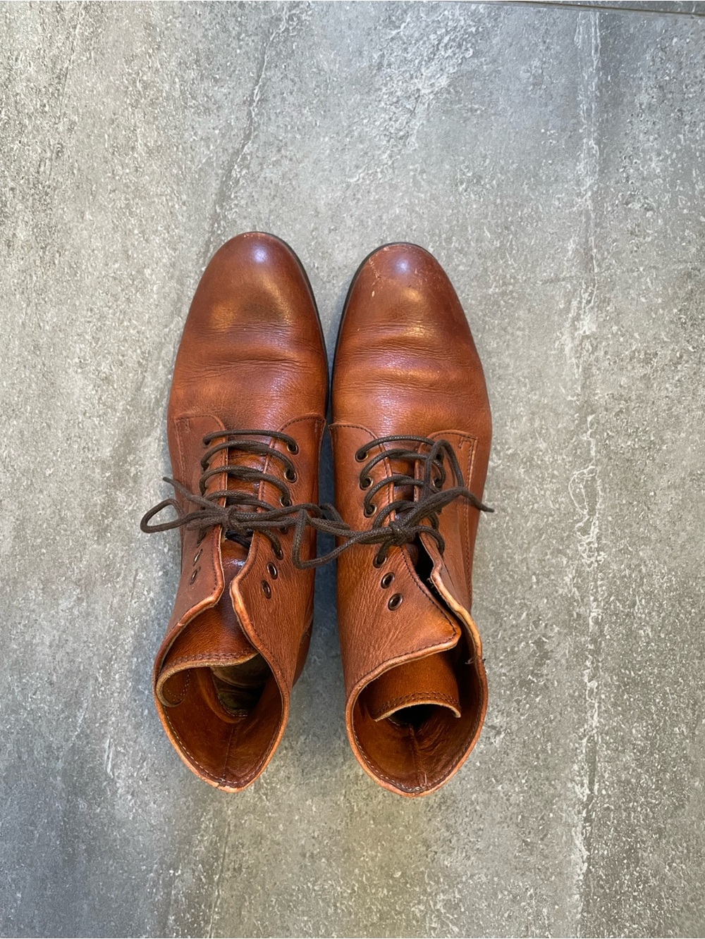 VINTAGE Leather Ankle Boots with Lace-Up Closure